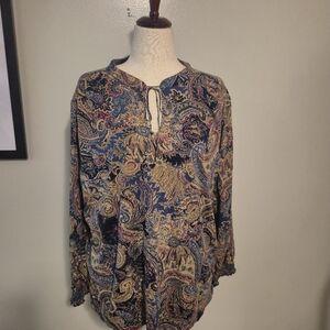 Lauren Ralph Lauren Multicolor Paisley Top 3XL SOFT FLOWY EUC